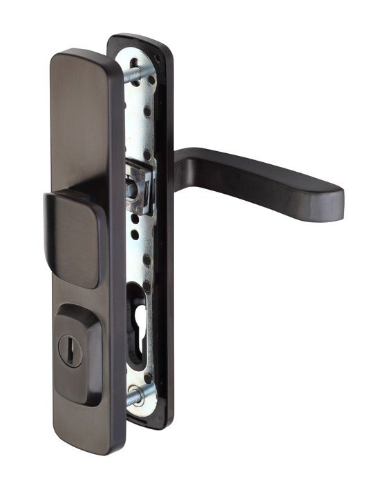 Kování bezpečnostní RX-1/ASTRA klika/madlo 90 mm vložka nerez černý mat 6200 - Kliky, okenní a dveřní kování, panty Kování dveřní Kování dveřní bezpečnostní